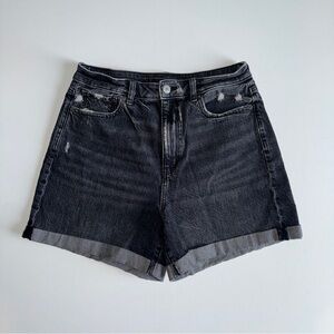 American Eagle High Rise 4" Black Denim Shorts Size 8 Preppy Mom Shorts